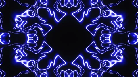 Pulsating abstract patterns in blue neon light. A looped background of rays and Stock Footage 247033767