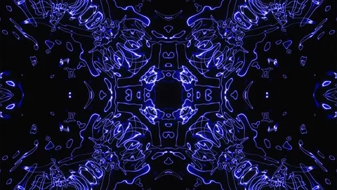 Pulsating abstract patterns in blue neon light. A looped background of rays and Video stock 247033778
