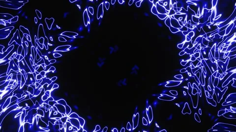 Pulsating abstract patterns in blue neon light. A looped background of rays and Stock Footage 247033779