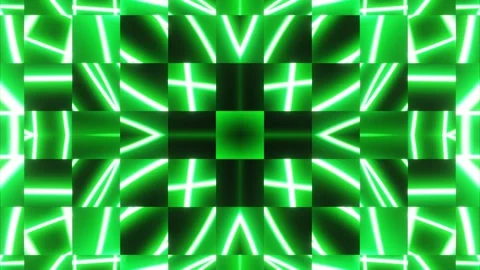 Pulsating abstract patterns in neon green light. A looped background of rays and Stock Footage 247033730