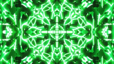 Pulsating abstract patterns in neon green light. A looped background of rays and Stock Footage 247033735