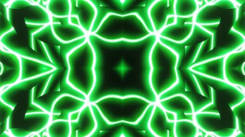 Pulsating abstract patterns in neon green light. A looped background of rays and Stock Footage 247033752