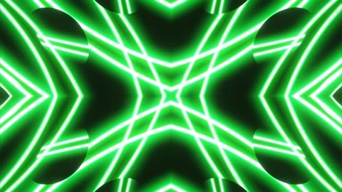 Pulsating abstract patterns in neon green light. A looped background of rays and Stock Footage 247033764