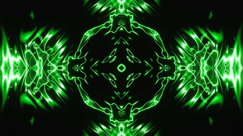 Pulsating abstract patterns in neon green light. A looped background of rays and Stock Footage 247033774