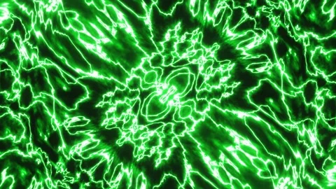 Pulsating abstract patterns in neon green light. A looped background of rays and Stock Footage 247033799