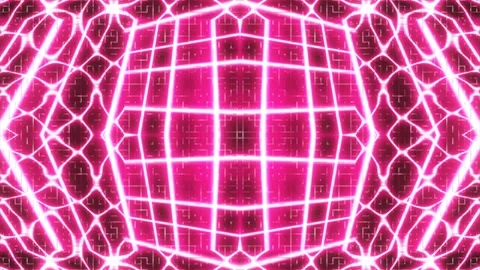 Pulsating abstract patterns in red and pink neon light. A looped background of r Stock Footage 247033707