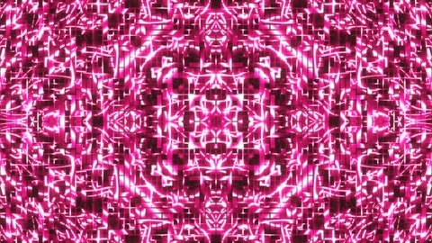 Pulsating abstract patterns in red and pink neon light. A looped background of r Stock Footage 247033715