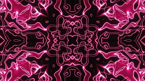 Pulsating abstract patterns in red and pink neon light. A looped background of r Stock Footage 247033769