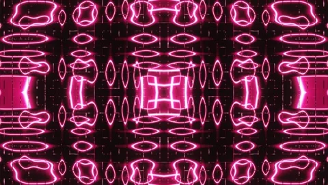 Pulsating animated patterns of colored lines and rays in neon light of red and p Stock Footage 247753879