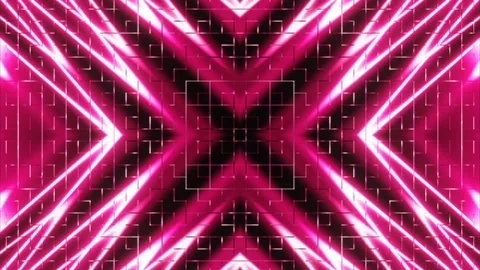 Pulsating animated patterns of colored lines and rays in neon light of red and p Stock Footage 247753917