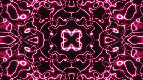 Pulsating animated patterns of colored lines and rays in neon light of red and p Stock Footage 247753974