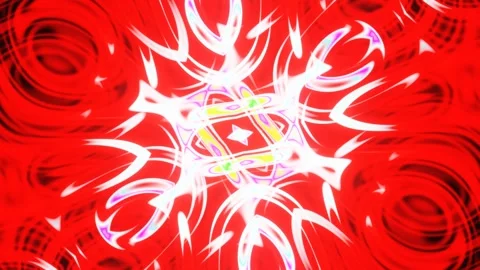 Pulsating animated patterns of colored lines and rays in neon light of red and p Stock Footage 247754009