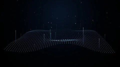 Pulsating Blue Data Grid with Rising Points Dark Motion Background Stock Footage 347084889