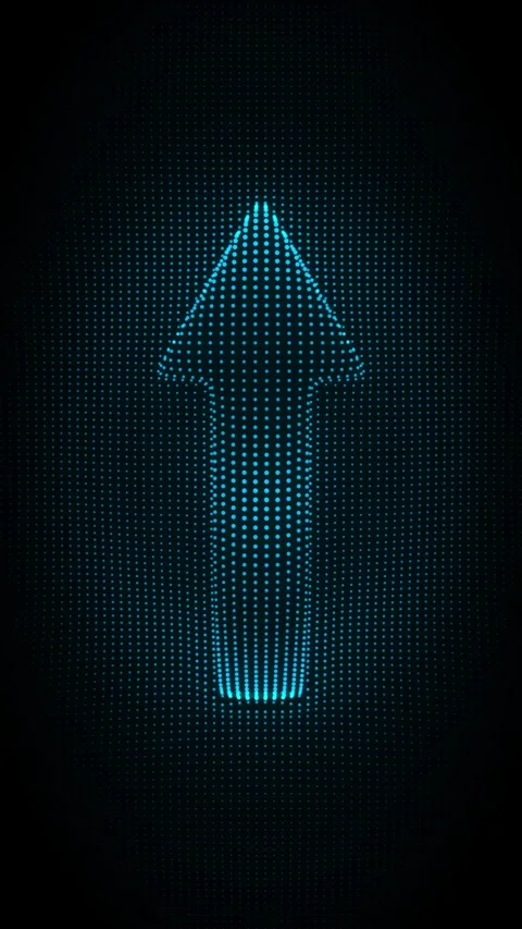 Pulsating Blue Dot Arrow on Dark Background Seamless Loop, 4K Video stock 330794060