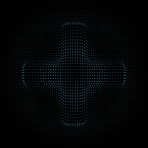 Pulsating Blue Dot Cross on Dark Background Seamless Loop Video stock 330794082