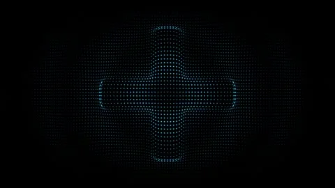 Pulsating Blue Dot Cross on Dark Background Seamless Loop Video stock 330794085