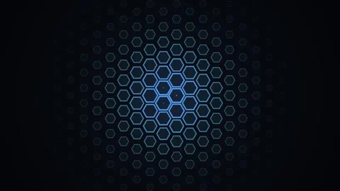 Pulsating Blue Hexagonal Geometric Field Expanding and Contracting on Dark .. Видео 345982055