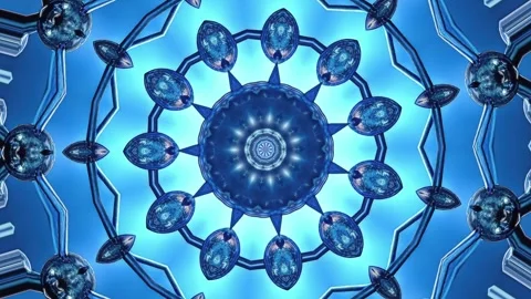 Pulsating blue kaleidoscope pattern background loop footage Stock Footage 317640384