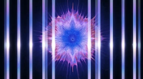 Pulsating bluered light rays flow symmetrically Stock Footage 331452747