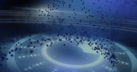 Pulsating circular UI element pulsating in interface space, with concentric Illustrazione stock