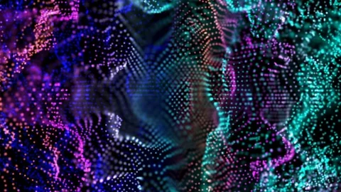 Pulsating color circles form a cyber structure. cinematic background. seamless Vídeo Stock 82219225