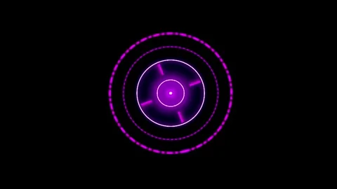 Pulsating concentric circles of light in vibrant purple glow against a dark.. Stock Footage 345602349