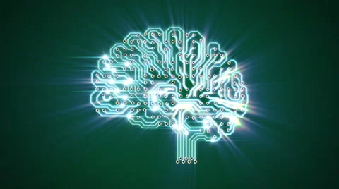 Pulsating electronic brain with rays Stock Footage 68139657