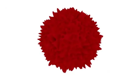 The pulsating envelope of the virus. Red virus cell on a white background. Video stock 146531412