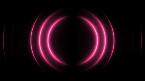 Pulsating glowing pink light circles expanding on dark background Stock Footage 327522164
