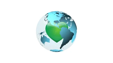 Pulsating green heart inside on earth globe Stock Footage 314090927