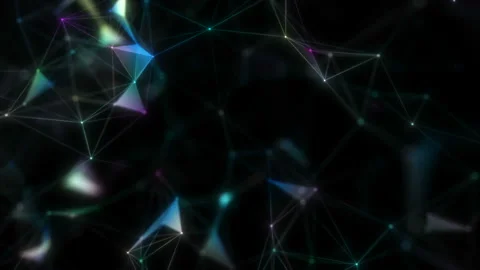 Pulsating holographic network. Work network on a black background. Seamless loop Stock Footage 110881731