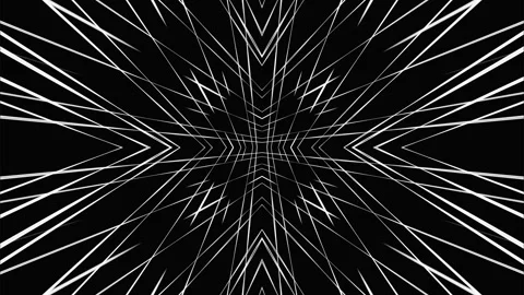 Pulsating light pattern. Black and white abstract ornament of animated circles, Stock Footage 247683017