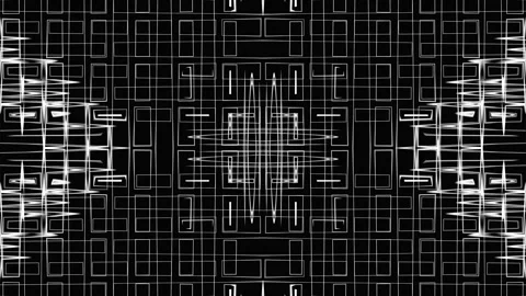 Pulsating light pattern. Black and white abstract ornament of animated circles, Stock Footage 247683167