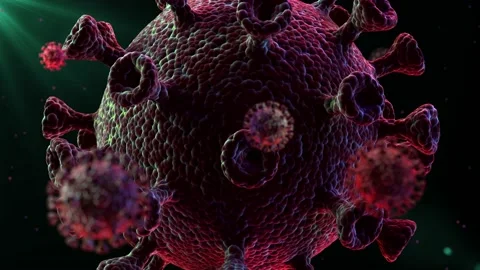Pulsating movements of a giant coronavirus against the background of small ones Stock Footage
