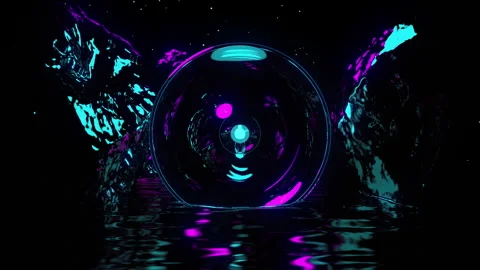 Pulsating neon circles Stock Footage 259554083