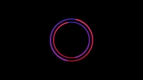 Pulsating neon rings rotate and change colors on black background for futur.. Stock Footage 334157671