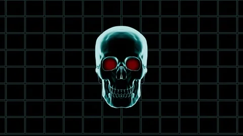 Pulsating Neon Skull on black background Video stock 269792854