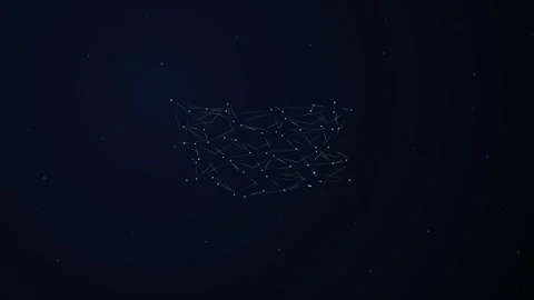 Pulsating Network Grid Loop - Dark Blue Data Mesh Starfield Backdrop Stock Footage 341786882