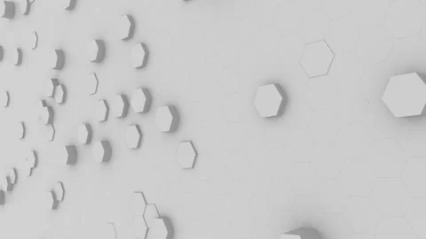 Pulsating or dancing hexagonal shapes on a light gray background. Nanostructure Stock Footage 115943321
