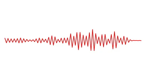 Pulsating Red Shape Of Sound Record, Voice Graphic Waveform On White Background Stock Footage 159298848