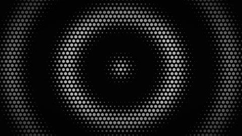 Pulsating retro graphic: Expanding halftone dot circle animation on dark ba.. Stock Footage 333799614
