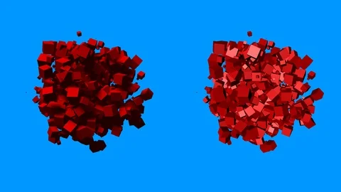 Pulsating , rotating, cluster of large cubes Stock Footage 96503876