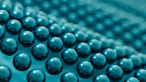 Pulsating sheres animated as waves Stockbeeldmateriaal 145432565