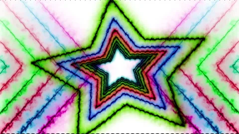 Pulsating Side Lines &amp; Expanding Inner Star Loop RGB 4K Energy Background Видео 332979839