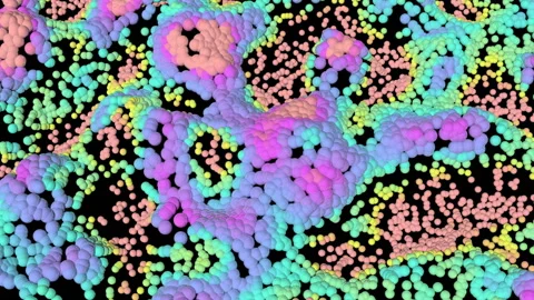 Pulsating wavy surface of multicolored bubbles. Neon colors, graphic design Stock Footage 117169826