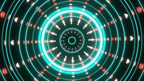 Pulsation of divergent abstract circles of bright lights 스톡 동영상 199857750