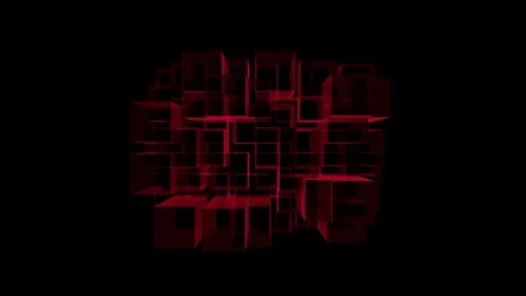 Pulsation of transparent red prisms. Stock Footage 166686819