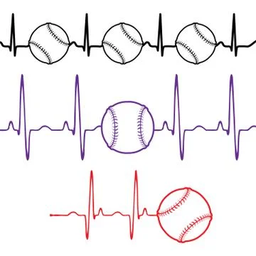 Pulse baseball set different colors Stock Illustration