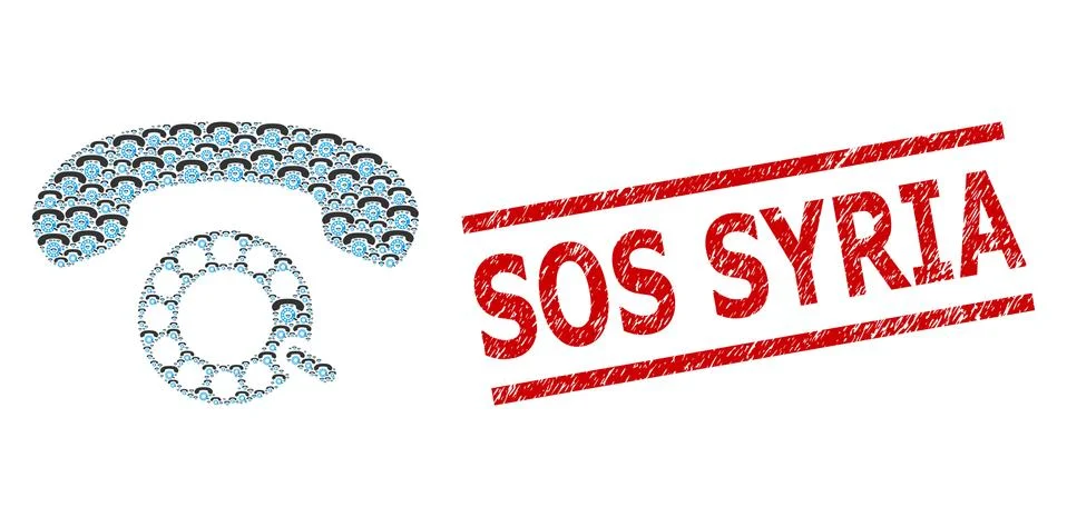 Pulse Dialing Fractal Composition of Pulse Dialing Icons and Grunge Sos Syria Stock Illustration