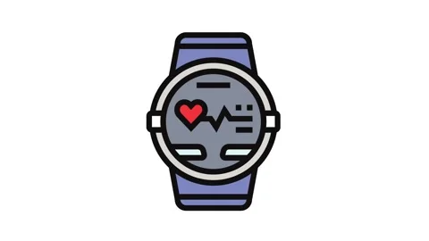 Pulse graph watch screen wearable fitness color icon animation Stock Footage 326118142